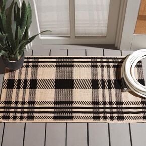 SAFAVIEH Courtyard Collection 2' x 3'7" Green/Beige CY6201 Modern Farmhouse Plaid Indoor/ Outside Waterproof Easy cleansingPatio Backyard Mudroom Accent Mat