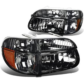 DNA MOTORING Pair Headlight Assembly Compatible with 1995-2001 Ford Explorer / 1997 Mountaineer, Chrome/Amber, HL-OH-FEXP954P-CH-AM