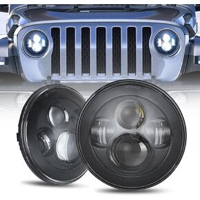 SUNPIE 7 inch Black Head lights IP67 Waterproof Replacement Lights Compatible with 2007-2018 JK/JKU,1997-2006 TJ, 2004-2006 LJ, 1976-1986 CJ