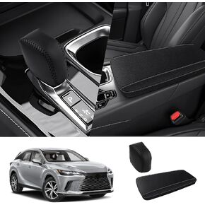 Autorder 2PCS Center Console Cover for 2023 2024 2025 Lexus RX350/RX350h/RX450h+/RX500h Accessories Gear Shift Knob Cover Anti-Scratch Leather Armrest Cover&Shift Knob Cover
