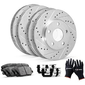R1 Concepts Front Rear Brakes and Rotors Kit |Front Rear Brake Pads| Brake Rotors and Pads| Ceramic Brake Pads and Rotors |Hardware Kit|fits 2007-2015 BMW 335d, 335i, 335i xDrive, 335is, 335xi, X1
