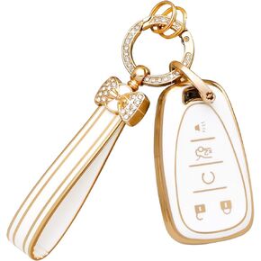 PIFOOG Key Fob Cover for Chevy 5 Button Blue Soft TPU Car Keys Case Shell Keychain Accessories for Malibu Equinox Blazer Traverse Camaro Cruze Trax LT Trailblazer Spark Smart Keys