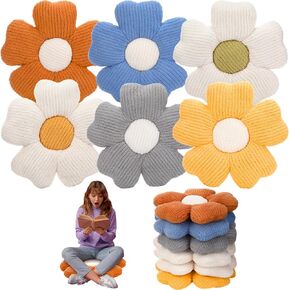 6 Pcs Flower Shaped Pillow 15 Inch Daisy Floor Throw Pillows Flower Seat Cushion Cute Flower Chair Cushion for Adults Reading Leisure Comfortable Home Bedroom Couch Decor, 6 Color