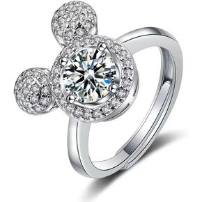 925 Sterling Silver Rings for Women, Cubic Zirconia Adjustable Band Thumb Finger Ring, Cute Unique Design Animal Shape Statement Stacking Ring