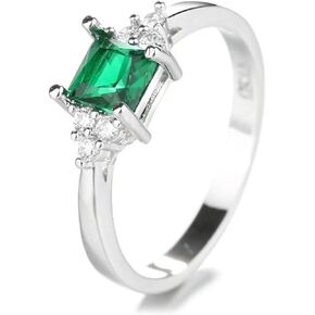 Ring for Women Stackable Rings Green Gemstone Stainless Steel 925 Sterling Silver Vintage Rings for Women Band Rings Promise Wedding Engagement