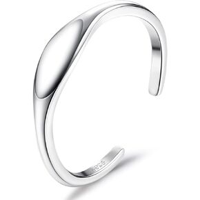 925 Sterling Silver Stackable Knuckle Rings for Women White Gold Plated Bar Daisy Band Ring Open Adjustable Vintage Silver Rings