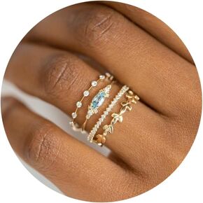 HUASAI Gold Stackable Rings for Women Dainty Cute Rings Perfect Gift