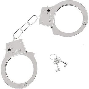 Handcuffs,1 Pair of Handcuffs, Cuffs with Key Police Officer Role Play Cowboy Sheriff Halloween Costume for Costumes Dressing Up and Costumes Silver