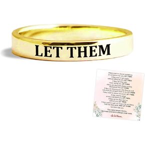 LIU JUN Let Them Ring, Stainless Steel Engraving Stackable Ring for Women, Personality Encouragement Gift To Sorority Sisters Best Friends, Inspirational Motivational Friendship Gift Jewelry