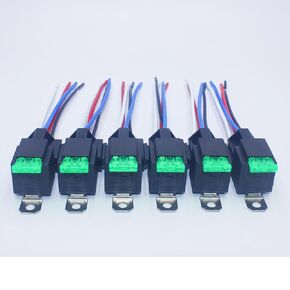 4-pin 12V 30 amp Fuse Relay Switch Set with 14 AWG hot Wire, 12V DC 4-pin SPST Fuse Relay, 12V Automotive Relay with Fuse for car Trucks (6-Piece Package).