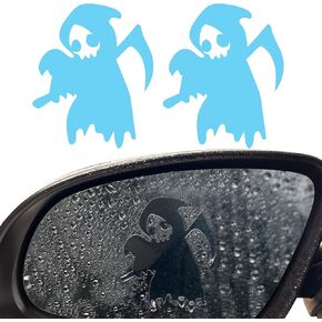 Grim Reaper Mirror Peeker Sticker 2 Pcs Funny Halloween Car Decals, Spooky Gothic Rearview Mirror Bumper Stickers, Anti-Fog, Waterproof Film, (Grim Reaper Mirror Peeker, 2.5x3.2in)