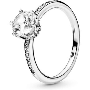 Pandora Jewelry Sparkling Crown Cubic Zirconia Ring in Sterling Silver, Size 9, No Box