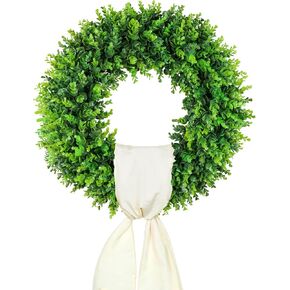 DDHS 20'' Boxwood Wreaths Front Door Artificial Spring Wreath. Wreaths for Front Door Farmhouse Wedding Green Year Round Indoor Outdoor for Summer Wreath St Patricks Day Decorations -(Hello Sign)