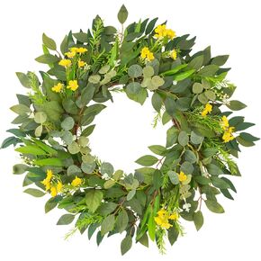 24 Inch Eucalyptus Wreaths for Front Door,Handmade Large Spring Summer Artificial Wreath for Front Door Indoor/Outdoor Wedding Holiday Farmhouse Decor All Year Round