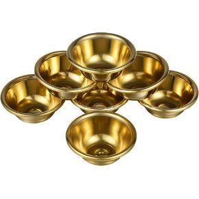 Angoily Copper Bowls, 7PCS Buddhist Water Offering Bowls, Holy Prayer Bowl Water Bowl Offering Cup, Altar Bowlfor Meditation Yoga Burning Incense Random Color Buddha Water Cups Brass Oil Lamp
