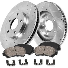 Callahan Brake Parts CDS04834 FRONT 320.1mm D/S 5 Lug [2] Rotors + Brake Pads + Clips [fit Kia Optima EX SX Limited Turbo 2.0L]