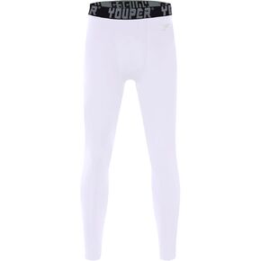 Youper Youth Fleece Compression Leggings, Boys Sports Thermal Base Layer Pants for Football Basketball Cold Weather Gear
