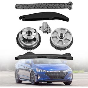 243212E010 24350-2E700 Timing Chain Kit w/VVT Sprockets Compatible with 2017-2021 Hyundai Elantra Kona Veloster 2017-2022 Kia Forte/Forte 5 2.0L
