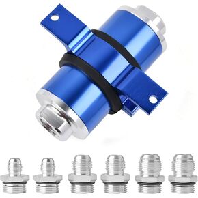 EVIL ENERGY 30 Micron Inline Fuel Filter with 6AN 8AN 10AN Adapter&Bracket Clamp 60MM Universal