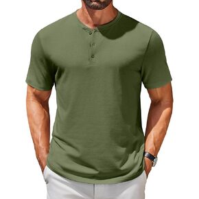 COOFANDY Men's Henley Shirts Short Sleeve Casual Summer Basic T Shirt Soild Button Tee Top