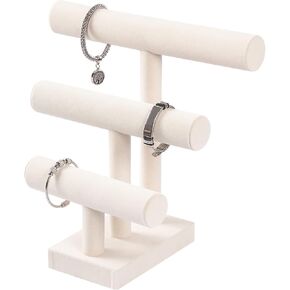 3 Tier Bracelet Holder,Bracelet Displays for Selling,Beige Jewelry Display Stand for Bangles Necklaces Hair ties Scrunchies Watches
