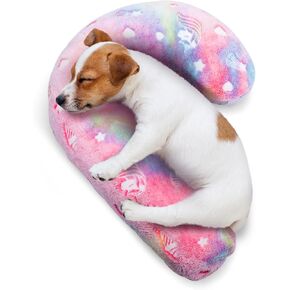 Dog Calming Pillow, Glow in The Dark Dog Throw Pillow, Soft J-Shaped Pillow for Cat & Dog, Machine Washable Pet Calming Toy for Joint Relief Sleeping Improve-L in Kuwait