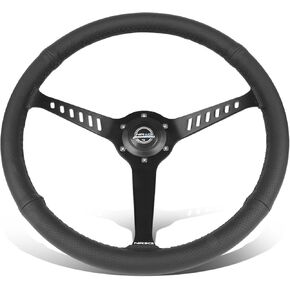 NRG Innovations RST-380STL-B 380mm 2.25" Deep Dish 3-Spoke Steering Wheel with Horn Button,6X70mm Bolt Pattern,Black