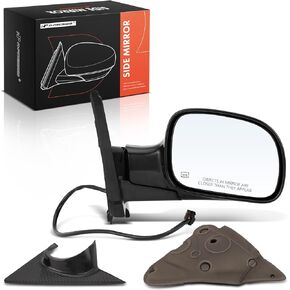 A-Premium Pair (2) Driver and Passenger Side Power Door Mirror - Compatible with Dodge Grand Caravan, Caravan & Chrysler Town & Country, Voyager - Heated Manual Folding Black Outside Rear View Mirror