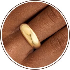 Chunky Gold Rings Gifts for Women Teen Girls 14K Gold Plated Ring No Tarnish Stackable Statement Thumb Dome Band Pinky Rings Birthday Anniversary Retirement Christmas Gift Jewelry