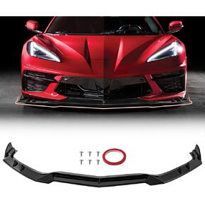 Front Bumper Lip fit for Chevy Chevrolet Corvette C8 Z51 2020 2021 2022 2023 2024,Front Splitter Lower Guard Protector,Carbon Fiber Look Chin Lip Spoiler Splitter Kit,3PCS