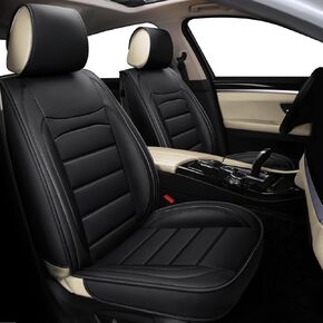 Waterproof Leather seat Covers, 5-Piece Black Set for Jeep, Van, SUV, Pickup, Sedan, Wagon. Universal Black Interior Accessories, Compatible with SUV, Pickup.