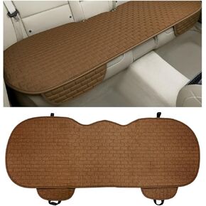 Linen Back Car Seat Cover, Anti-Slip Long Bottom Rear Seat Cover Protector with Storage Pockets, Breathable Linen Rear Bench Seat Protector Cushion Pad for Most Vehicles (Gray)