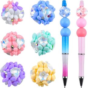 11Pcs 20mm Flower Ball Beads for Beadable Pens Colorful Daisy Flower Beads Polymer Clay Flower Beads Large Spacer Beads Craft Beads for Jewelry Bracelet Necklace Earrings Keychain Making