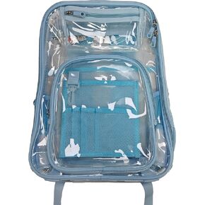 Clear Backpack Heavy Duty TPU ，See Through School Backpack Stadium Approved，Quick Security Check See Through Backpack Transparent Bookbag,Black/Semi-transparent
