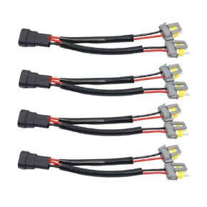 4Pcs 9005 9006 Male to H8 H9 H11 Female Ceramic 2 Way Splitter Wire Bulb Socket Headlight Conversion Wiring Harness Adapters Extension Compatible with Light Fog Use LED Car Accessories