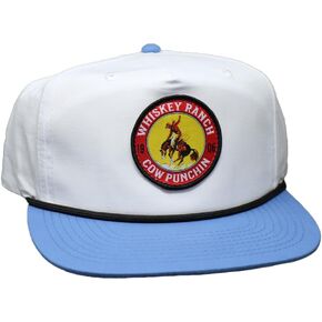 WHISKEY BENT HAT CO. Cow Punchin Adjustable Snapback Hat (White/Teal)
