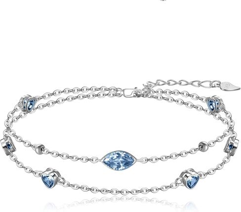 Birthstone Bracelet for Women 925 Sterling Silver Heart Charm Link Bracelet Multilayer Layered Birthstone Bracelet Birthday Anniversary Jewelry Gift for Wife Mother Girlfriend Her in Saudi Arabia