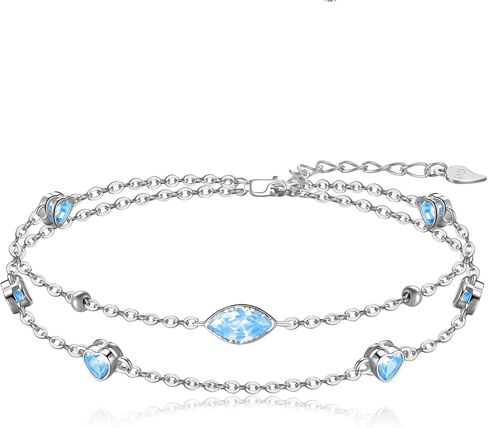 Birthstone Bracelet for Women 925 Sterling Silver Heart Charm Link Bracelet Multilayer Layered Birthstone Bracelet Birthday Anniversary Jewelry Gift for Wife Mother Girlfriend Her in Saudi Arabia