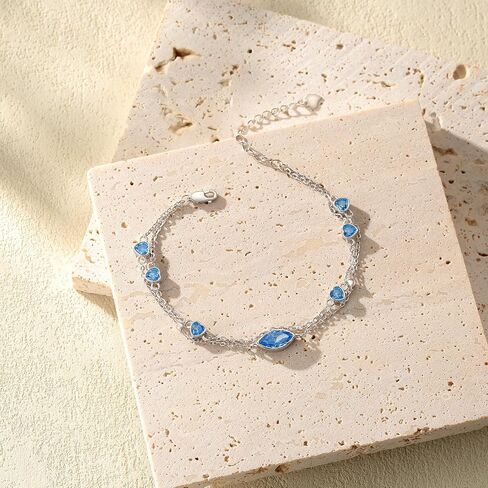 Birthstone Bracelet for Women 925 Sterling Silver Heart Charm Link Bracelet Multilayer Layered Birthstone Bracelet Birthday Anniversary Jewelry Gift for Wife Mother Girlfriend Her in Saudi Arabia