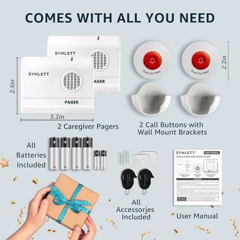Caregiver Pager Wireless Nurse Call Button for Elderly Monitoring SOS Alert System Portable Alarm Call Bell for Home Care Seniors Patients Emergency 3 Call Buttons 2 Pagers in Saudi Arabia