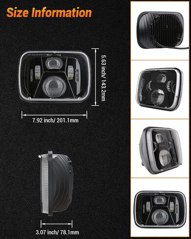 5x7 7x6 H6054 LED Headlights 110W 8400LM High Low Sealed Beam Headlamps DOT Anti-glare Compatible with Jeep Cherokee XJ Wrangler YJ Comanche MJ GMC Savana Safari Ford Black in Saudi Arabia