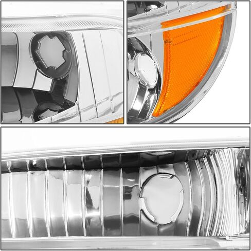 DNA MOTORING Pair Headlight Assembly Compatible with 1995-2001 Ford Explorer / 1997 Mountaineer, Chrome/Amber, HL-OH-FEXP954P-CH-AM in Saudi Arabia