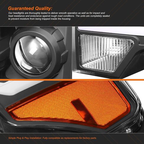 Pair of Dual LED Halos DRL Tinted Lens Headlights Compatible with 2009-2014 Ford F150 CAAP-F15009-LED-HAP-SMAM-HL in Saudi Arabia