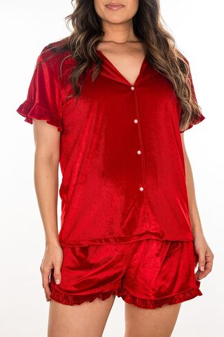 Womens Velvet Ruffle Short in Saudi Arabia