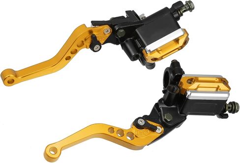 Motoforti 1 Pair 7/8" 22mm Universal Motorcycle Dual Hydraulic Handlebar Brake Master Cylinder Clutch Lever for Harley for Honda for Kawasaki Gold Tone Long-lasting in Saudi Arabia