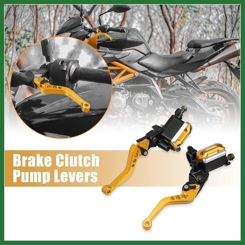 Motoforti 1 Pair 7/8" 22mm Universal Motorcycle Dual Hydraulic Handlebar Brake Master Cylinder Clutch Lever for Harley for Honda for Kawasaki Gold Tone Long-lasting in Saudi Arabia