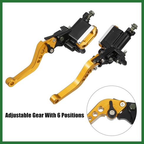 Motoforti 1 Pair 7/8" 22mm Universal Motorcycle Dual Hydraulic Handlebar Brake Master Cylinder Clutch Lever for Harley for Honda for Kawasaki Gold Tone Long-lasting in Saudi Arabia