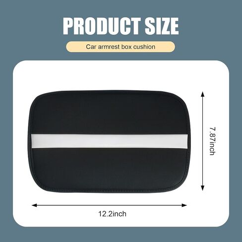 1 PC Stripe Patchwork Car Armrest Cover, Leather Car Center Console Cover, 12.2" x 7.87" Car Armrest Box and Car Decoration, Universal for Most Cars (Black & White) in Saudi Arabia