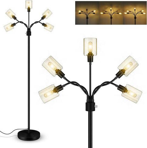 BoostArea Industrial Floor Lamp for Living Room,Modern Standing Lamp Stand Up Lamp with 3 Light, Bulbs Not Included,Simple Design Floor Lamp for Bedroom, Living Room, Office, Kids Room, Reading in Kuwait