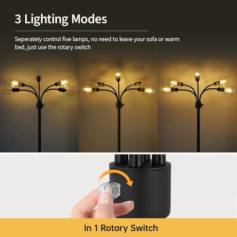 BoostArea Industrial Floor Lamp for Living Room,Modern Standing Lamp Stand Up Lamp with 3 Light, Bulbs Not Included,Simple Design Floor Lamp for Bedroom, Living Room, Office, Kids Room, Reading in Kuwait